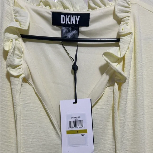 DKNY Soft Yellow Tiered Mini Dress - Picture 2 of 2